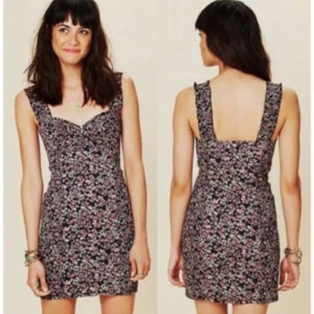 Intimately Free People Smocked Dark Ditsy Floral Dress Size XS
